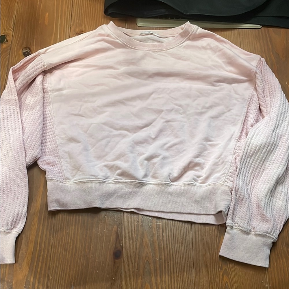Light Pink Textured Sleeve Sweatshirt
